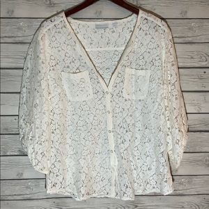 White Floral Sheer Blouse